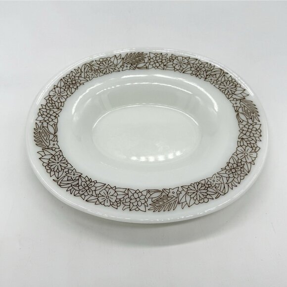 Vintage Pyrex Woodland Gravy Boat Saucer Woodland Brown Pattern #402 USA - Picture 4 of 8